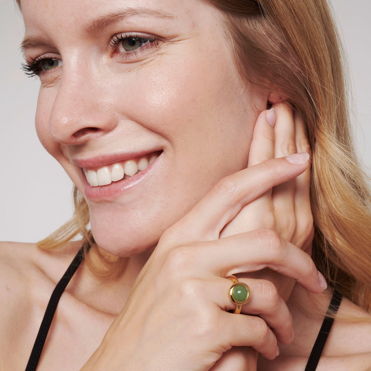 Изискан позлатен пръстен с авантюрин 18