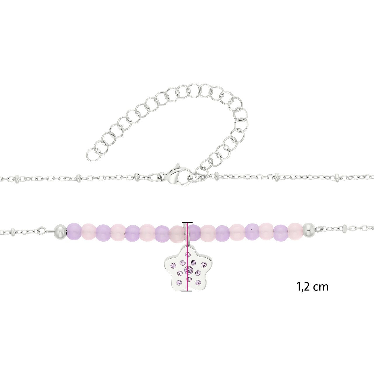 Модерно детско колие с висулка звезда и розови кристали Swarovski® S-L