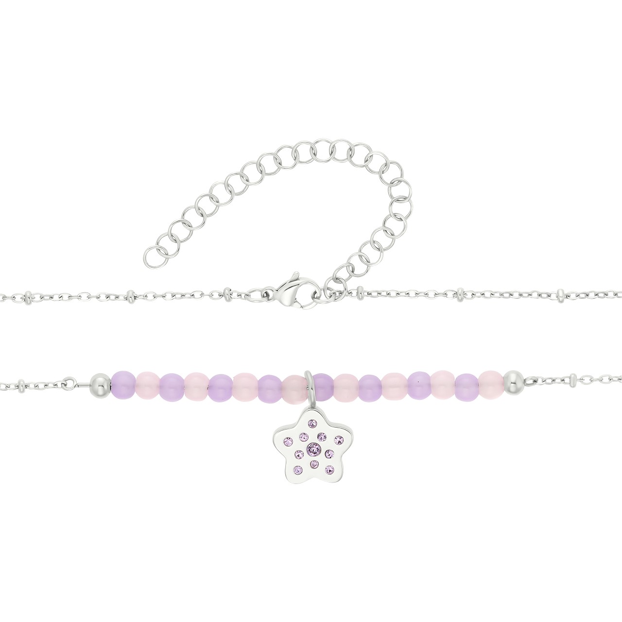 Модерно детско колие с висулка звезда и розови кристали Swarovski® S-L