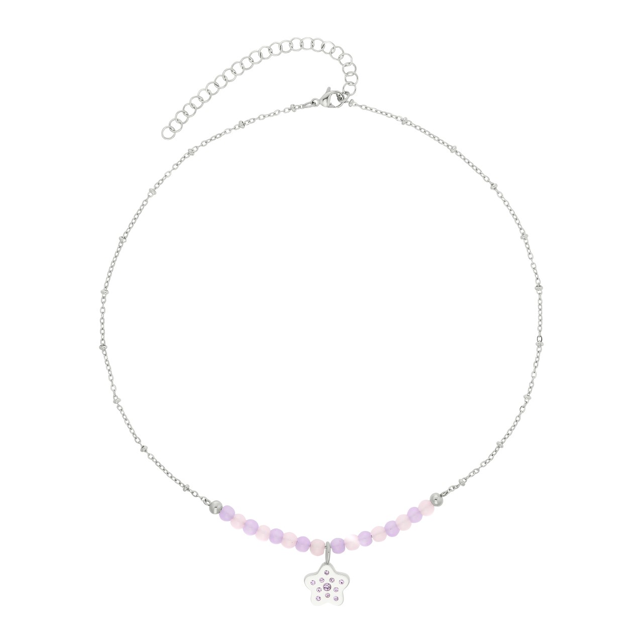 Модерно детско колие с висулка звезда и розови кристали Swarovski® S-L