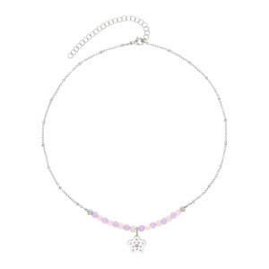 Модерно детско колие с висулка звезда и розови кристали Swarovski® S-L